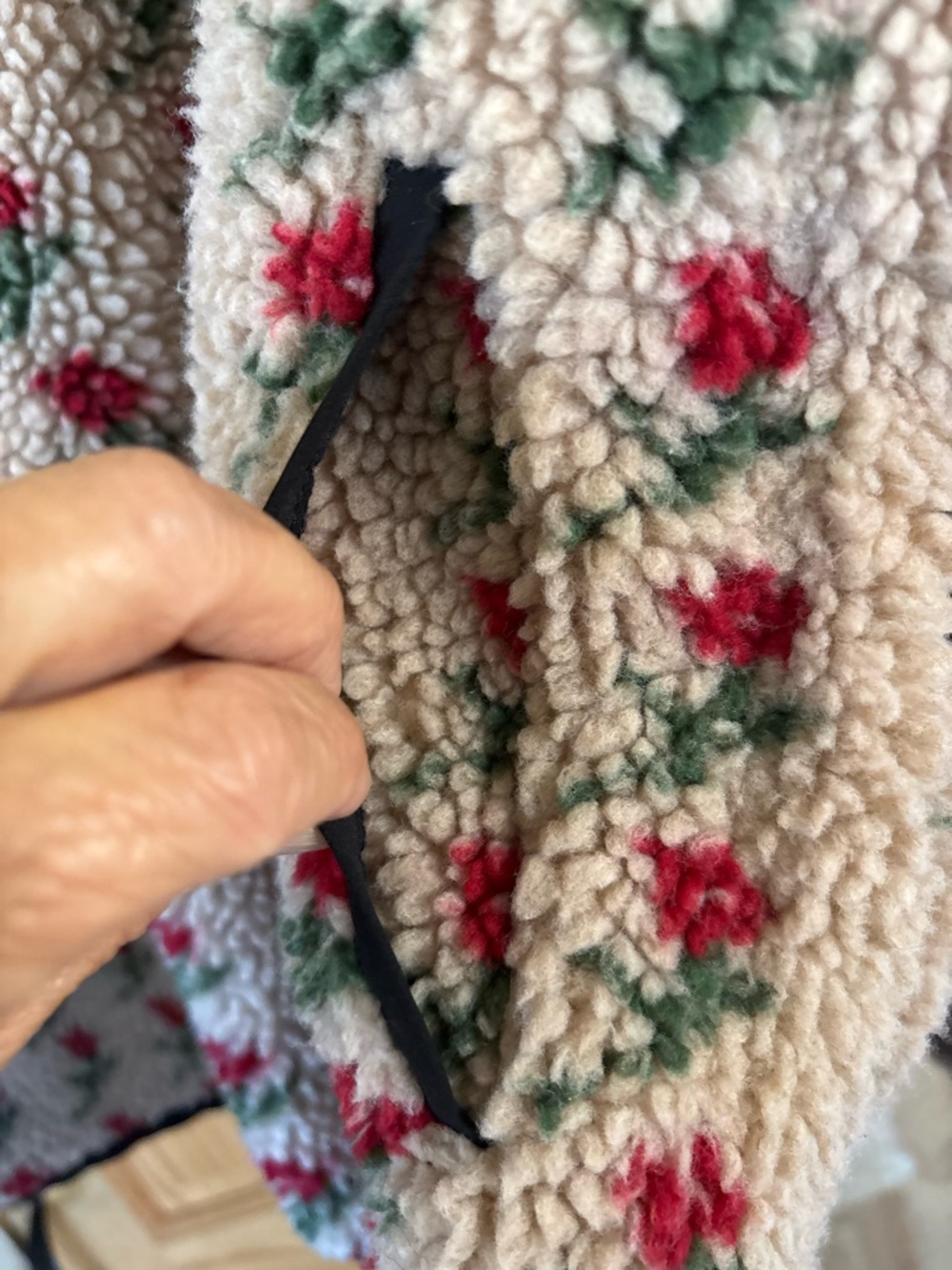 Cozy Teddy Plush Fleece, Oversized, PROMESA, Floral, Half-Zip Pullover, Fall S - Picture 9 of 16